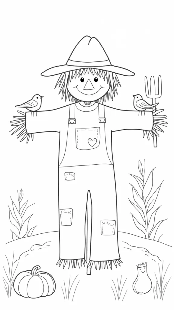 free printable scarecrow coloring page